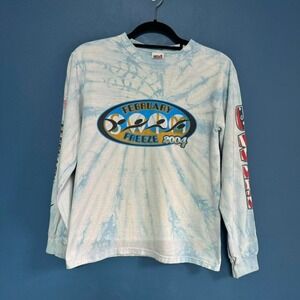Y2K February Freeze T Shirt Women's Size Small Tie Dye Blue‎ 2004 Swim USA Surf